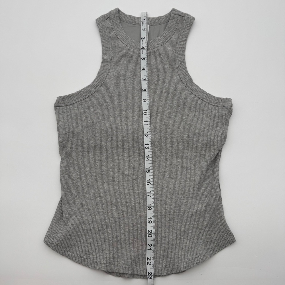 Fabletics Heather Gray Ribbed Racerback Tank Top Built-In Shelf Bra XL - Picture 8 of 8